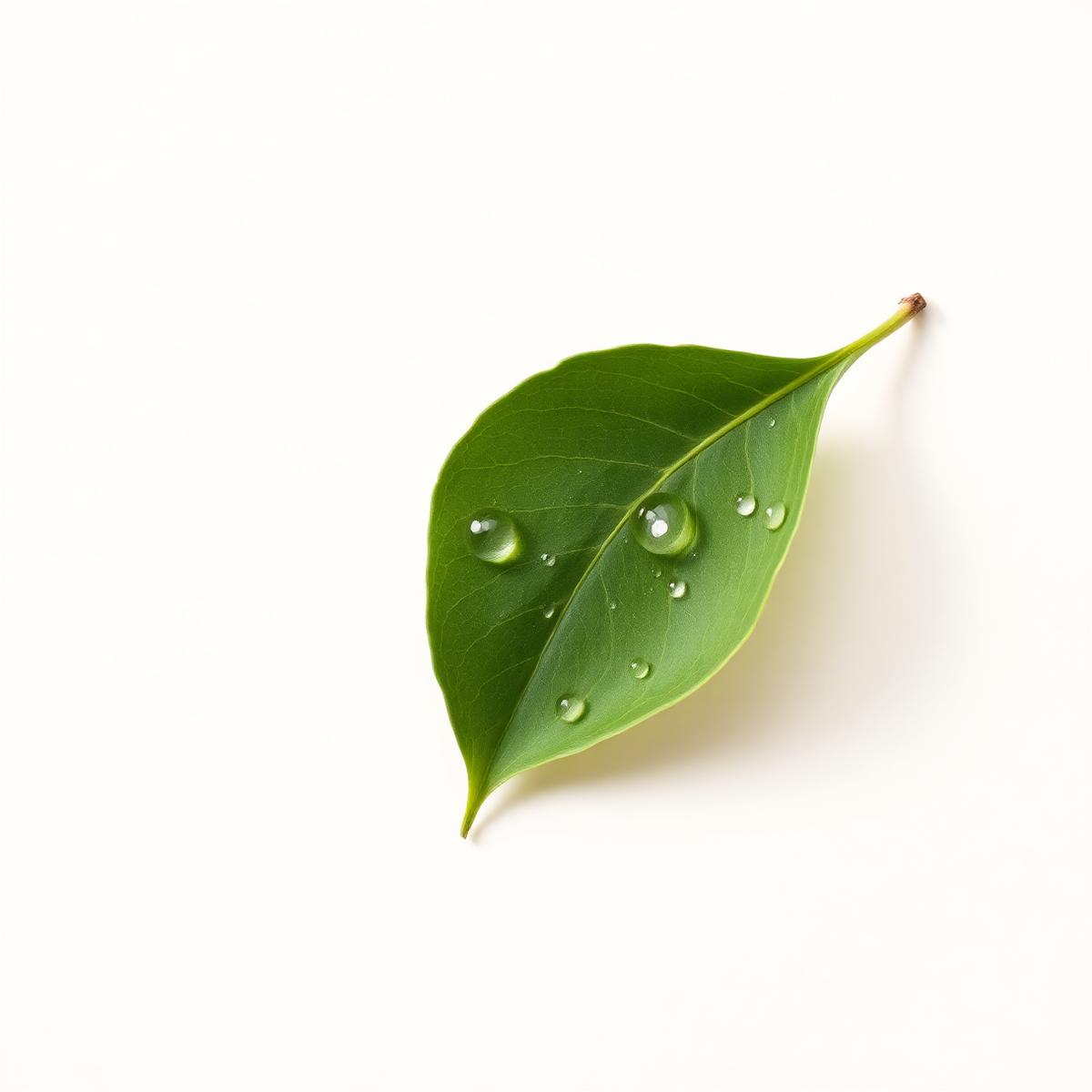 Green leaf with water droplets